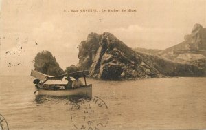 France navigation & sailing topic postcard Rade d'Hyeres shaded boat