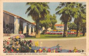 Palm Springs California view of The Desert Inn entrance antique pc Z17849 