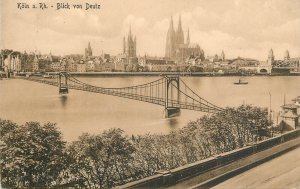 Germany Koln am Rhein bridge panorama postcard 1920