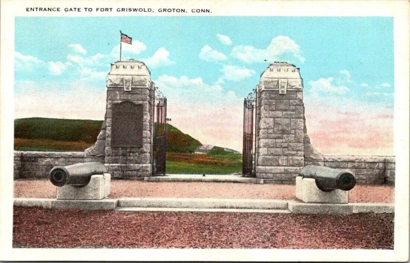 US Army Revolutionary War Vintage Patriotic Postcard - Groton Connecticut