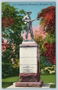 Postcard VA Abingdon Virginia Confederate Monument AD11