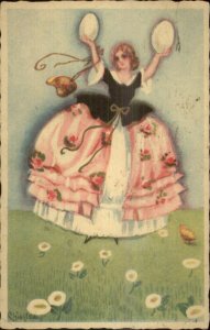 Chiostri Easter Beautiful Woman Holds Eggs #200 c1920s Postcard