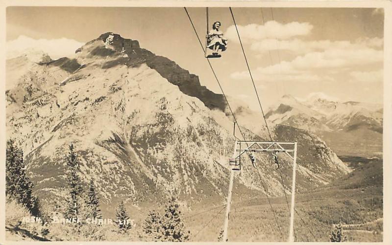 RPPC BANFF ALBERTA  CANADA     Banff CHAIR LIFT    c1930s Postcard