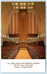 ATLANTA, GA Georgia ~ ST. JOHN UNITED METHODIST CHURCH c1960s Postcard