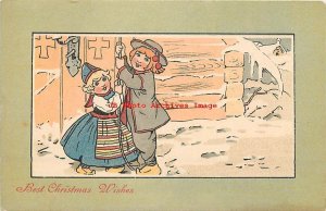 Christmas, Unknown No 2212-2, Dutch Boy Children Ringing Bell, Art Nouveau