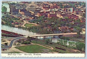 1960 Missoula Montana Postcard Birds Eye View Garden City Unusual View Downtown