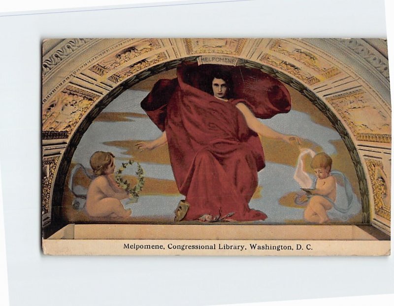 Postcard Melpomene, Congressional Library, Washington, District of Columbia