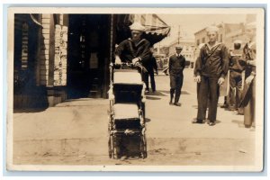 1917 US Navy Sailor Baby Stroller Seattle Washington WA RPPC Photo Postcard