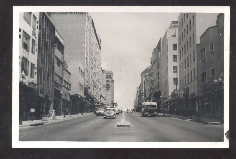 RPPC CARACAS VENEZUELA DOWNTOWN STREET SCENE OLD CARS BUS REAL PHOTO POSTCARD