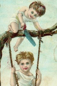 1880's Tinyone Soap S.W. Bell & Co. Toledo OH Children Tree Swing Saw P186