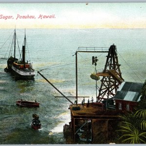 c1910s Paauhau, HI Loading Sugar Steamship Crane Boat Ship Hawaii Territory A188