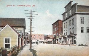 Livermore Falls Maine Depot Street Scene Historic Bldgs Antique Postcard K28221