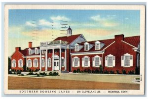 Memphis Tennessee TN Postcard Southern Bowling Lanes Exterior Roadside View 1944