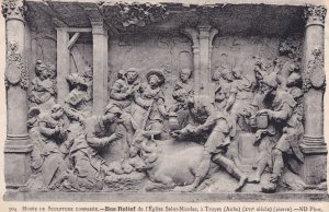 Bas Relief St Nicolas Eglise Troy Battle A Troyes Mural Antique Postcard