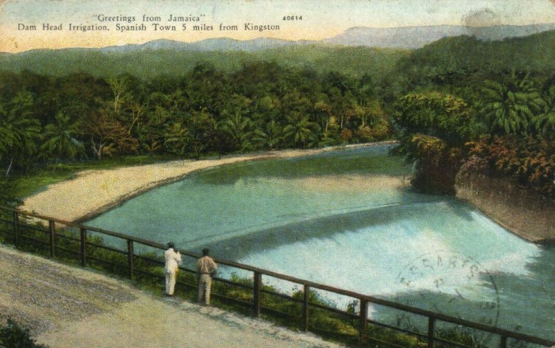 PC JAMAICA, DAM HEAD IRRIGATION, SPANISH TOWN, Vintage Postcard (b39992)