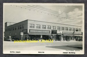 h3237 - ROUYN Quebec 1940s Joseph Building. Stores. Cars. Real Photo Postcard
