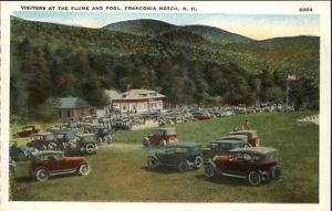 FRANCONIA NOTCH NH Visitors at Flume and Pool OLD CARS c1...