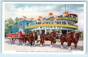 CHICAGO, IL  Century of Progress WILSON EXHIBIT Clydesdale Horses 1933 Postcard