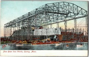 Fore River Iron Works, Quincy MA Ship Building Vintage Postcard O33