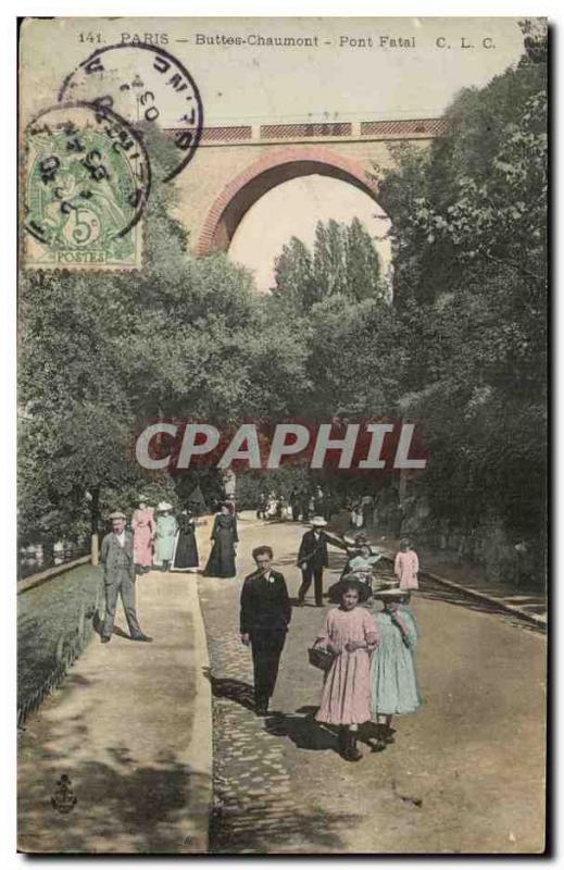 Old Postcard Paris Buttes Chaumont fatal Bridge
