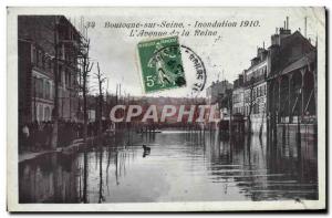 Old Postcard Boulogne Sur Seine Flood 1910 L & # 39avenue Seine