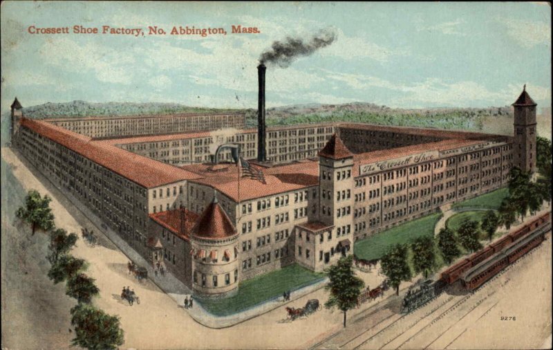 North Abington MA Crossett Shoe Factory c1910 Postcard