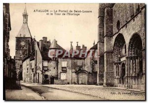 Old Postcard Avallon The Saint Lazare Gate and Clock Tower