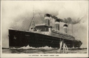 STEAMER STEAMSHIP SS Leviathan World's Largest Liner Old Postcard