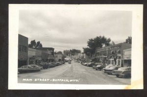 RPPC FUFFALO WYOMING DOWNTOWN MAIN STREET SCENE OLD CARS REAL PHOTO POSTCARD