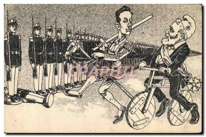 Old Postcard Political Satirical Alfonso XIII Spain Loubet Velo Cycle