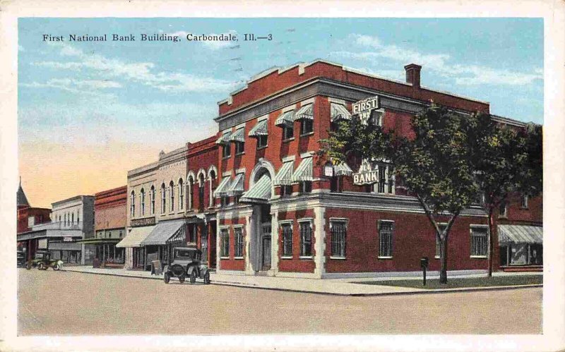 First National Bank Carbondale Illinois 1930 postcard