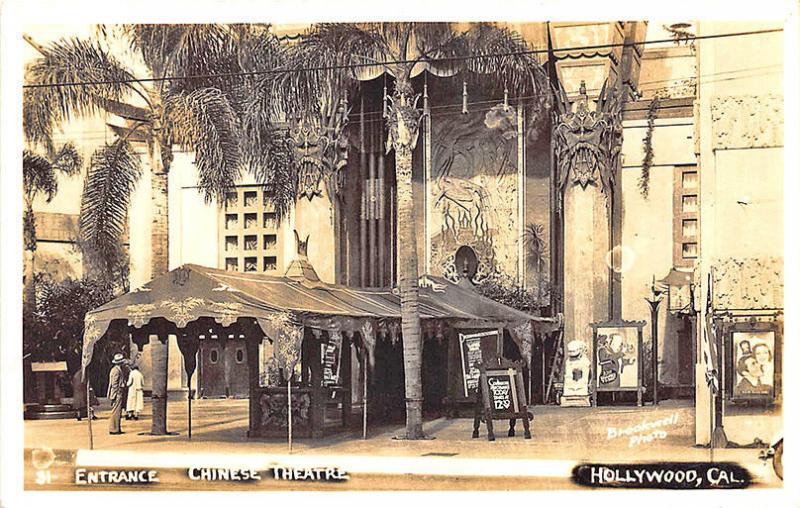 Hollywood CA Entrance Chinese Theatre Movie Posters RPPC Postcard