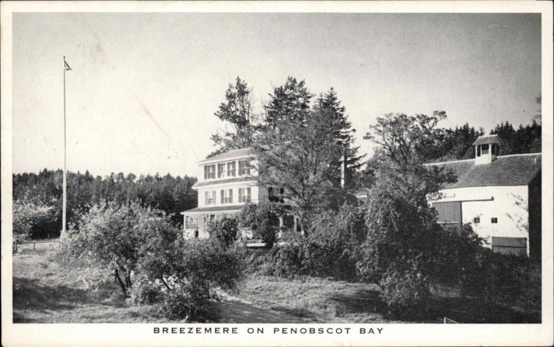 Brooksville Penobscot Bay Maine ME Breezemere Hotel Lodging Vintage Postcard