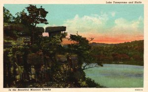 Vintage Postcard Lake Taneycomo And Bluffs In The Beautiful Missouri Ozarks MO