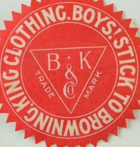 1880's-90's Browning, King & Co. Clothing, St Louis Die Cut Trade Card Label F92