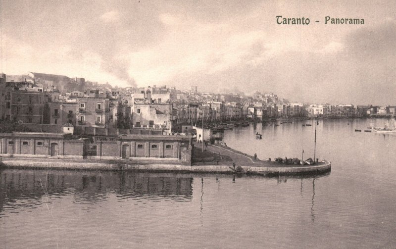 Vintage Postcard 1910's  Panorama Picturesque View of Beautiful Taranto Italy IT