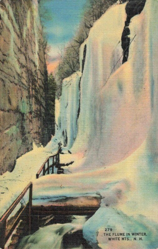 Postcard Flume in Winter White Mountains New Hampshire