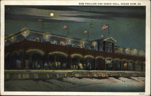 Ocean View Virginia VA Pavilion and Dance Hall Vintage Postcard