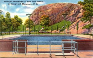 New Hampshire Manchester Municipal Swimming Pool With Rock Rimmon In Background