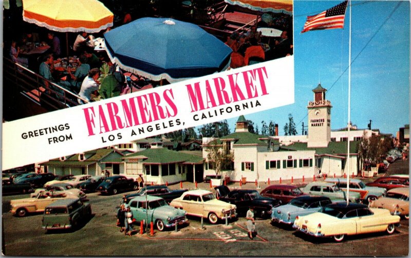 Los Angeles CA Farmers Market Greetings Vintage California POSTCARD UNPOSTED