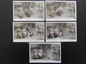 French RP Set of 5: Two Ladies Enjoying a Picnic c1906 by Stebbing 3203
