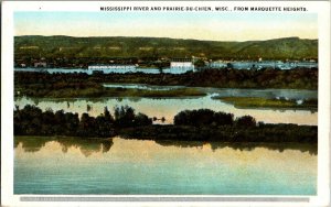 Mississippi River and Prairie du Chien WI from Marquette Heights Postcard G78