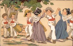 French Children Dancing - A/S Renaudin - Postcard #2