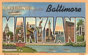 Vintage Postcard 1946 Greetings From Baltimore Maryland Pub. Harry P. Cann