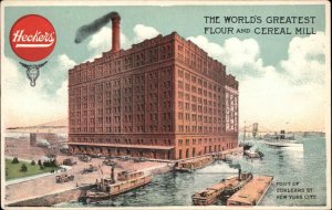 New York City Hecker's Flour Cereal Mill SCARCE! C1910 Advertising Postcard