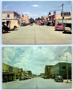 2 Postcards OGALLALA, Nebraska NE ~ STREET SCENES c1950s Cars - Keith County