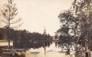 J72/ Greenville Michigan RPPC Postcard c1910 Monoka Lake Boating 285