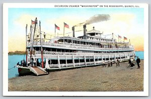 Transportation~Quincy IL~Excursion Steamer Washington On Mississippi~Vintage PC