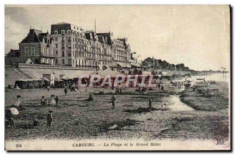 Old Postcard Cabourg The Beach and the Grand Hotel