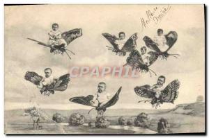 Old Postcard Butterfly Children Babies